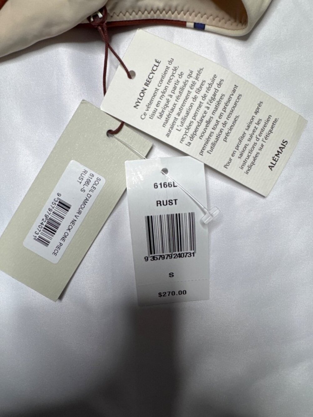 NWT Alémais Soleil D'Amour V Neck One Piece Swimsuit Rust Size Small - Picture 9 of 13